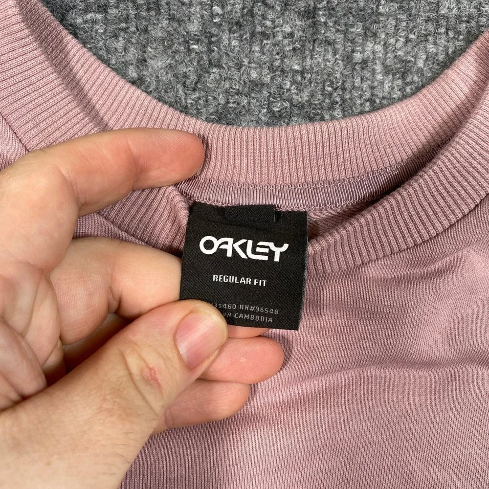 Oakley Mens XL Regular Fit Crewneck Sweatshirt Pink Embroidered Logo Long Sleeve